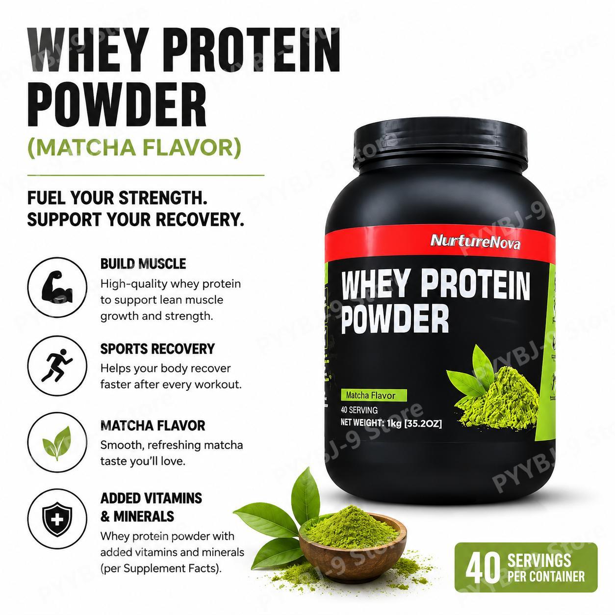 Nutrition Of Fitness - NurtureNova Whey Protein Pulver mit Matcha-Geschmack,
