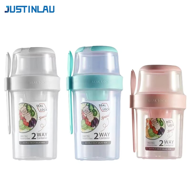 Nutrition And Fitness - JUSTINLAU Tragbarer Fitness-Salatbecher zur Gewichtsreduktion, Frühstücks-Frucht-Joghurt-Becher